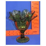 Green Ruffle Glass Vase