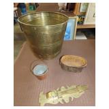 Lot w/ Brass Planter, Other Brass, Etc