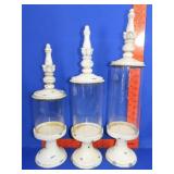 Three Piece Decorative Glass Storage Jars