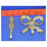 Two Brass Wall Hooks