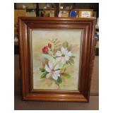 Framed OIl on Canvas Flower Scene - 16x19