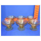 Six Federal Diana Amber Glass Sherberts