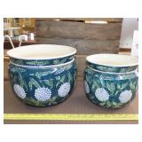 Two Ceramic Glazed Planters - 8" & 10.5"