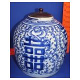 Chinese Stoneware Blue & White Ginger Jar
