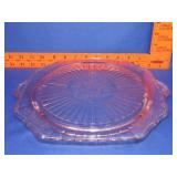 Pink Depression Cake Plate - 10"
