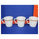 3 Pyrex Butterfly Gold Mugs