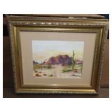 Framed Desert Scene Water Color - 17x15