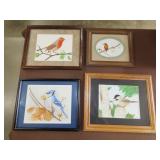 4 Framed Bird Water Colors