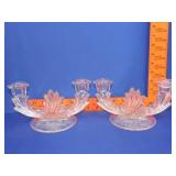 Pair of Etched Glass Candle Holders
