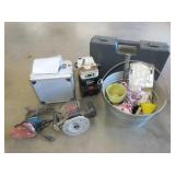 Floor Lot w/ Tools, Bucket, Etc