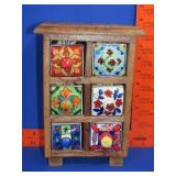 Six Drawer Ceramic & Wood Storage Chest
