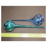 Two Hand Blown Plant Watering Globes