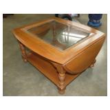 Oak Glass Insert Drop Side Table