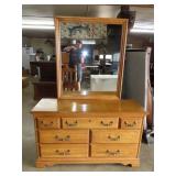 American Drew Oak Finish Dresser w/ Mirror