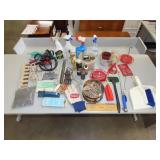 Table Lot w/ Cleaner, Household & Misc