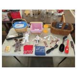 Table Lot of Baskets & Household