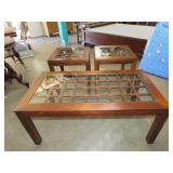 Glass Insert Coffee Table / End Table Set