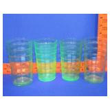 4 Uranium Glass Tumblers