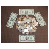 Lot of US & Foreign Coins & Paper Money