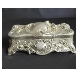 Vintage silver plate Flora jewelry box