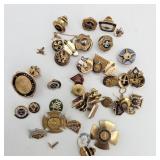 10k gold vintage service, lapel pins misc