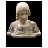 Antique signed marble & alabaster bust