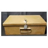 Metal lock box with key