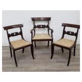 3 Carved mahogany dining chairs