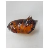 Vintage hand blown glass cat paperweight