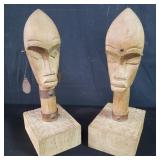 Pair of vintage carved wood african sculptures
