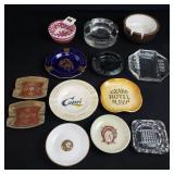 Group of ceramic pottery and glass ashtrays