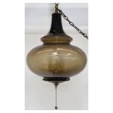 Mid-century modern smoked glass hanging light