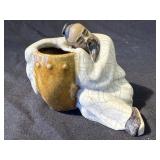 Vintage Asian Shiwan Mudman ceramic vase