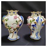 Pair of European porcelain reticulated vases