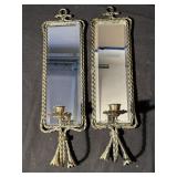Pair of vintage candlestick wall mirrors