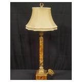Contemporary brass and marble table lamp