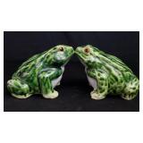 Pair of ceramic frog fugurines