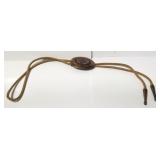 Sterling, copper, jasper and leather bolo tie