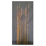 Group of ten vintage native wood spears