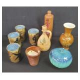 Box of miscellaneous pottery cups, vases, etc