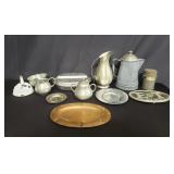 Box of miscellaneous pewter, stainless steel,