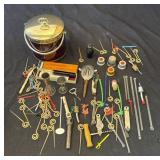 Vintage ice bucked and bar accessories