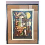Vintage Cubist lithograph by Jordi Pla Domï¿½nech
