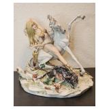 Vintage Capodimonte wild boar hunt sculpture