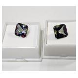 Pair of large mystic topaz gemstones 17.45ctw,