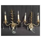 Pair of Hollywood Regency metal wall sconces