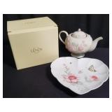 Pair of Lenox butterfly meadow heart plate and