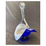 Vintage hand blown art glass basket