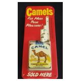 Vintage Camels metal sign and thermometer