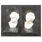 Vintage bisque and marble bookends